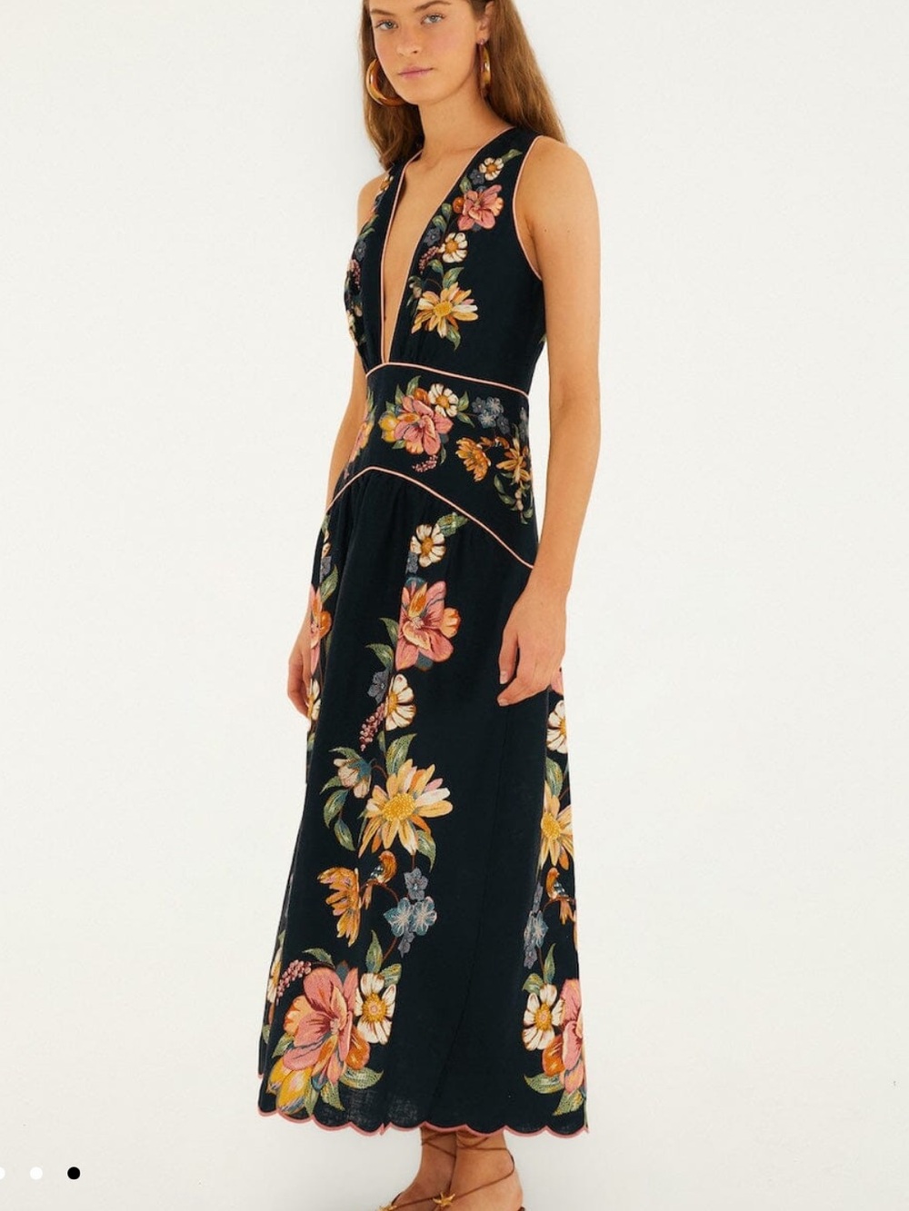 FARM Rio navy blue Maxi Dress with Pink & Yellow Floral Embroidery - Picture 11 of 11